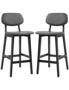 HOMCOM Bar Stools Set of 2, Modern Breakfast Bar Chairs, Dark Grey 83A-124V70CG