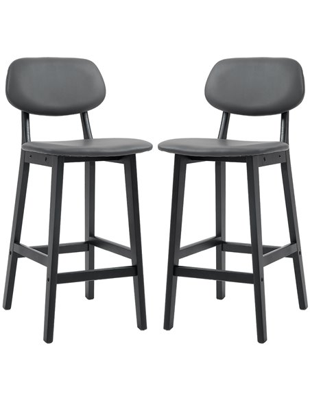 HOMCOM Bar Stools Set of 2, Modern Breakfast Bar Chairs, Dark Grey 83A-124V70CG - pic 62364 | FastDaddyshop