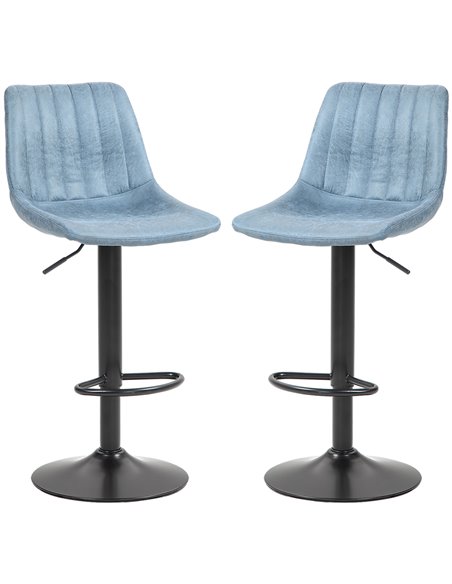 HOMCOM Adjustable Bar Stools Set of 2 with Footrest, Blue 835-228V71BU - pic 62382 | FastDaddyshop