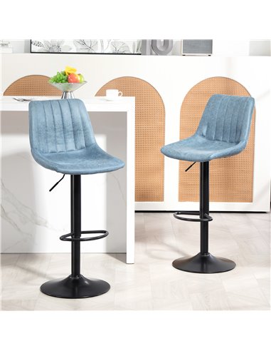 HOMCOM Adjustable Bar Stools Set of 2 Counter Height Barstools Dining Chairs 360° Swivel with Footrest for Home Pub, Blue 835-22