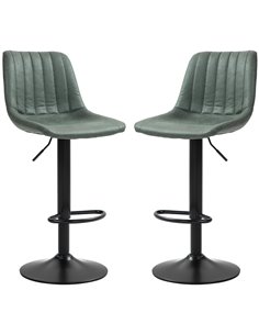 HOMCOM Adjustable Bar Stools Set of 2 with Footrest, Green 835-228V71GN