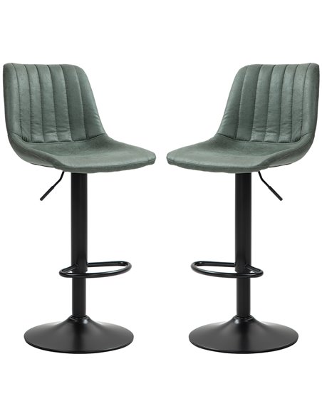 HOMCOM Adjustable Bar Stools Set of 2 with Footrest, Green 835-228V71GN - pic 62391 | FastDaddyshop