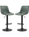 HOMCOM Adjustable Bar Stools Set of 2 with Footrest, Green 835-228V71GN