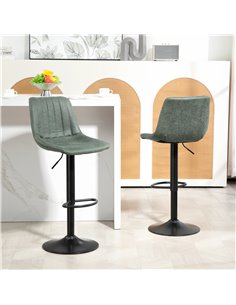 HOMCOM Adjustable Bar Stools Set of 2 with Footrest, Green 835-228V71GN 2