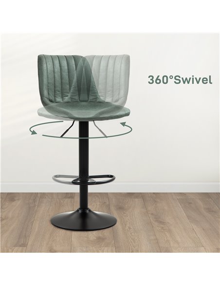 HOMCOM Adjustable Bar Stools Set of 2 Counter Height Barstools Dining Chairs 360° Swivel with Footrest for Home Pub, Green 835-2 - pic 62395 | FastDaddyshop