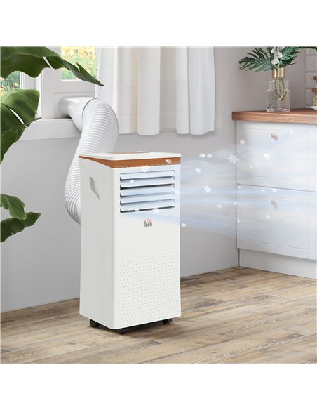 HOMCOM 9000 BTU 4-In-1 Compact Portable Mobile Air Conditioner Unit Cooling Dehumidifying Ventilating w/ Fan Remote LED 24 Hr Ti - pic 62401 | FastDaddyshop