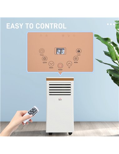 HOMCOM 9000 BTU 4-In-1 Compact Portable Mobile Air Conditioner Unit Cooling Dehumidifying Ventilating w/ Fan Remote LED 24 Hr Ti