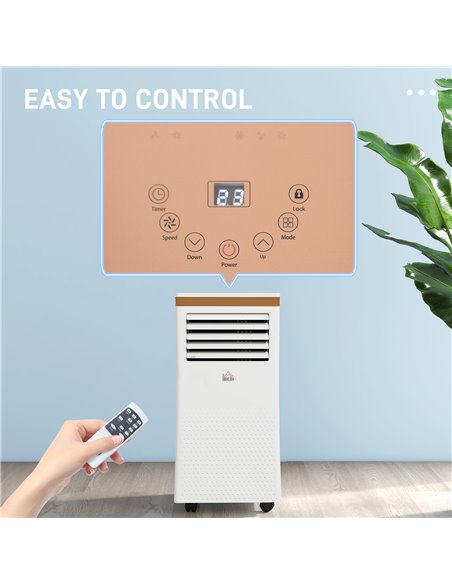 HOMCOM 9000 BTU 4-In-1 Compact Portable Mobile Air Conditioner Unit Cooling Dehumidifying Ventilating w/ Fan Remote LED 24 Hr Ti - pic 62406 | FastDaddyshop