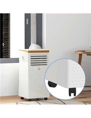 HOMCOM 9000 BTU 4-In-1 Compact Portable Mobile Air Conditioner Unit Cooling Dehumidifying Ventilating w/ Fan Remote LED 24 Hr Ti