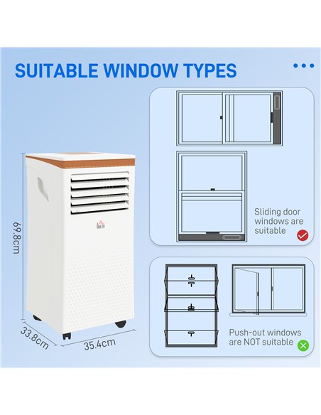 HOMCOM 7000 BTU 4-In-1 Compact Portable Mobile Air Conditioner Unit Cooling Dehumidifying Ventilating w/ Fan Remote LED Display  - pic 62411 | FastDaddyshop