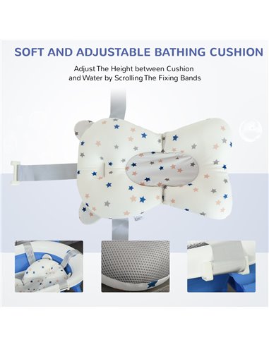 HOMCOM Collapsible Baby Bath Tub Foldable Ergonomic w/ Cushion Temperature Sensitive Water Plug Non-Slip Support Leg Portable fo