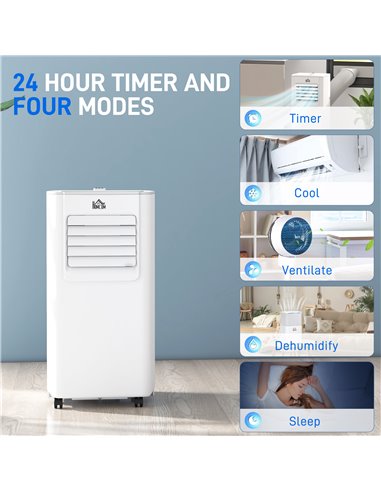 HOMCOM 5000 BTU 4-In-1 Compact Portable Mobile Air Conditioner Unit Cooling Dehumidifying Ventilating w/ Fan Remote LED 24hTimer