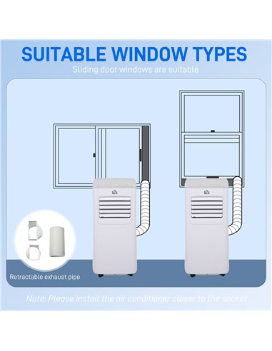 HOMCOM 5000 BTU 4-In-1 Compact Portable Mobile Air Conditioner Unit Cooling Dehumidifying Ventilating w/ Fan Remote LED 24hTimer