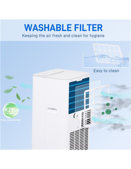 HOMCOM 5000 BTU 4-In-1 Compact Portable Mobile Air Conditioner Unit Cooling Dehumidifying Ventilating w/ Fan Remote LED 24hTimer - pic 62424 | FastDaddyshop