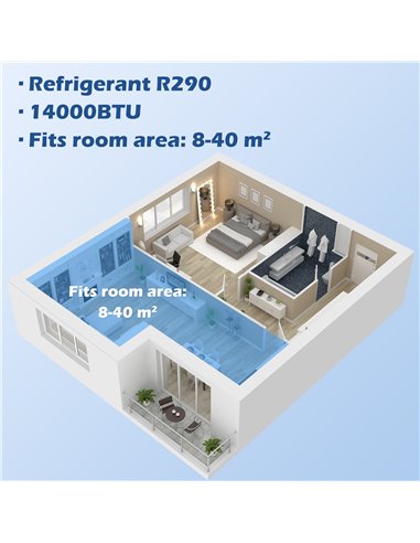 HOMCOM 14,000 BTU Portable Air Conditioner Dehumidifier Cooling Fan for Room up to 40m², with Remote, LED Display, 24H Timer, Wi