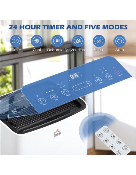 HOMCOM 14,000 BTU Portable Air Conditioner Dehumidifier Cooling Fan for Room up to 40m², with Remote, LED Display, 24H Timer, Wi - pic 62440 | FastDaddyshop
