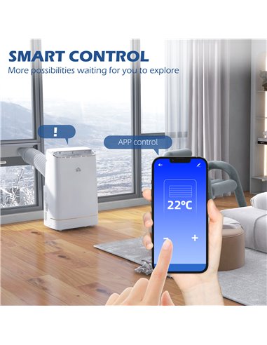 HOMCOM 14,000 BTU Mobile Air Conditioner, 35m², Smart Home WiFi, with Dehumidifier, Fan, 24H Timer, Window Kit, White 823-049V70