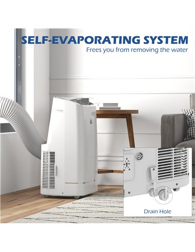 HOMCOM 14,000 BTU Mobile Air Conditioner, 35m², Smart Home WiFi, with Dehumidifier, Fan, 24H Timer, Window Kit, White 823-049V70