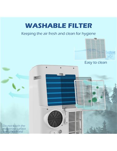 HOMCOM 14,000 BTU Mobile Air Conditioner, 35m², Smart Home WiFi, with Dehumidifier, Fan, 24H Timer, Window Kit, White 823-049V70