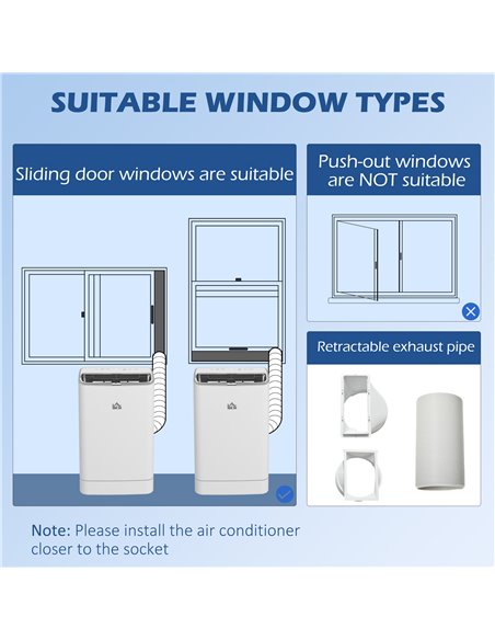 HOMCOM 14,000 BTU Mobile Air Conditioner, 35m², Smart Home WiFi, with Dehumidifier, Fan, 24H Timer, Window Kit, White 823-049V70 - pic 62462 | FastDaddyshop