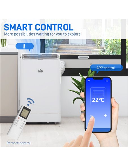 HOMCOM 14,000 BTU Mobile Air Conditioner, Smart Home WiFi Compatible, with Heater, Cooler, Dehumidifier, Fan, 24H Timer 823-050V - pic 62466 | FastDaddyshop