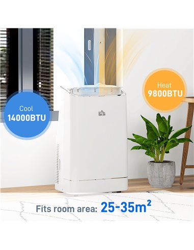 HOMCOM 14,000 BTU Mobile Air Conditioner, Smart Home WiFi Compatible, with Heater, Cooler, Dehumidifier, Fan, 24H Timer 823-050V