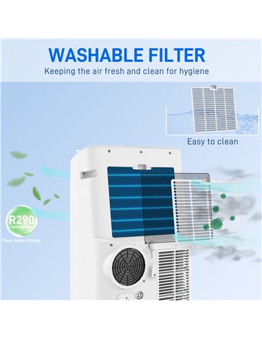 HOMCOM 14,000 BTU Mobile Air Conditioner, Smart Home WiFi Compatible, with Heater, Cooler, Dehumidifier, Fan, 24H Timer 823-050V