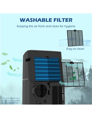 HOMCOM 14,000 BTU Mobile Air Conditioner, 35m², Smart Home WiFi, with Dehumidifier, Fan, 24H Timer, Window Kit, Black 823-049V70