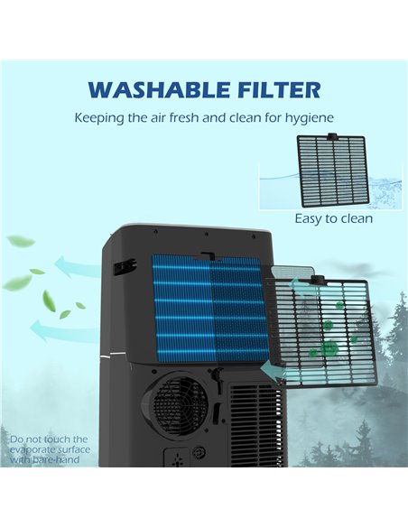 HOMCOM 14,000 BTU Mobile Air Conditioner, 35m², Smart Home WiFi, with Dehumidifier, Fan, 24H Timer, Window Kit, Black 823-049V70 - pic 62479 | FastDaddyshop