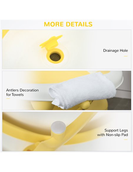 HOMCOM Collapsible Baby Bath Tub Foldable Ergonomic w/ Cushion Temperature Sensitive Water Plug Non-Slip Support Leg Portable fo - pic 6248 | FastDaddyshop