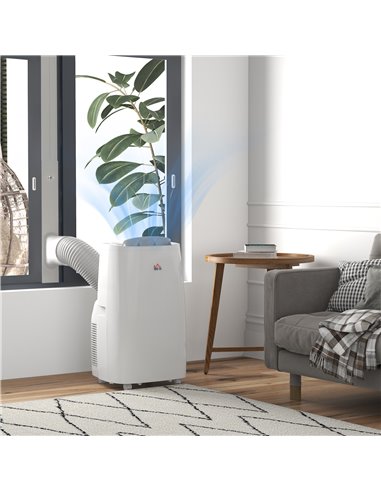 HOMCOM 14,000 BTU Mobile Air Conditioner for Room up to 40m², with Dehumidifier, 24H Timer, Wheels, Window Mount Kit 823-053V70W