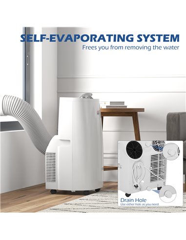HOMCOM 14,000 BTU Mobile Air Conditioner for Room up to 40m², with Dehumidifier, 24H Timer, Wheels, Window Mount Kit 823-053V70W