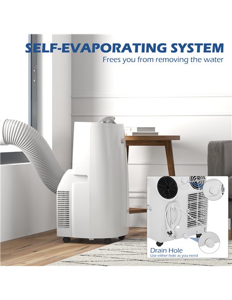 HOMCOM 14,000 BTU Mobile Air Conditioner for Room up to 40m², with Dehumidifier, 24H Timer, Wheels, Window Mount Kit 823-053V70W - pic 62486 | FastDaddyshop