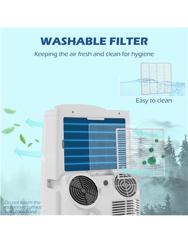 HOMCOM 14,000 BTU Mobile Air Conditioner for Room up to 40m², with Dehumidifier, 24H Timer, Wheels, Window Mount Kit 823-053V70W