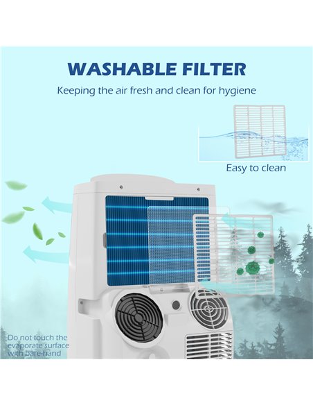 HOMCOM 14,000 BTU Mobile Air Conditioner for Room up to 40m², with Dehumidifier, 24H Timer, Wheels, Window Mount Kit 823-053V70W - pic 62487 | FastDaddyshop