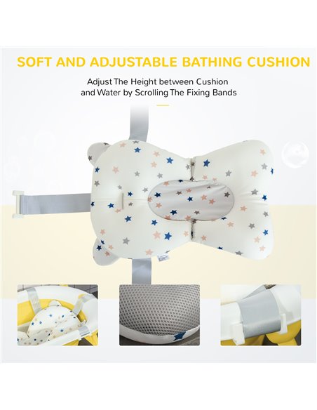 HOMCOM Collapsible Baby Bath Tub Foldable Ergonomic w/ Cushion Temperature Sensitive Water Plug Non-Slip Support Leg Portable fo - pic 6249 | FastDaddyshop