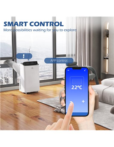 HOMCOM 12,000 BTU Mobile Air Conditioner for Room up to 26m², Smart Home WiFi Compatible, with Dehumidifier, Fan, 24H Timer 823-