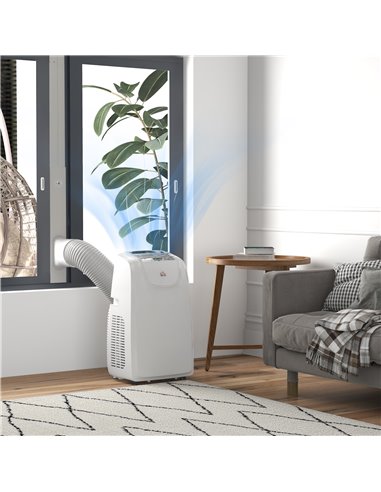 HOMCOM 12,000 BTU Mobile Air Conditioner for Room up to 28m², with Dehumidifier, Quiet Mode, 24H Timer, Wheels, Child Lock 823-0