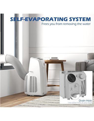 HOMCOM 12,000 BTU Mobile Air Conditioner for Room up to 28m², with Dehumidifier, Quiet Mode, 24H Timer, Wheels, Child Lock 823-0