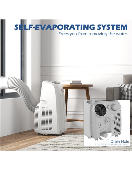 HOMCOM 12,000 BTU Mobile Air Conditioner for Room up to 28m², with Dehumidifier, Quiet Mode, 24H Timer, Wheels, Child Lock 823-0 - pic 62504 | FastDaddyshop