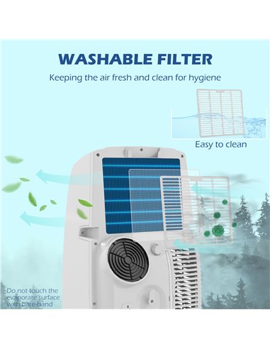 HOMCOM 12,000 BTU Mobile Air Conditioner for Room up to 28m², with Dehumidifier, Quiet Mode, 24H Timer, Wheels, Child Lock 823-0