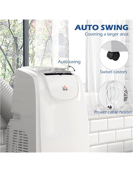 HOMCOM 12,000 BTU Mobile Air Conditioner for Room up to 28m², with Dehumidifier, Quiet Mode, 24H Timer, Wheels, Child Lock 823-0 - pic 62506 | FastDaddyshop
