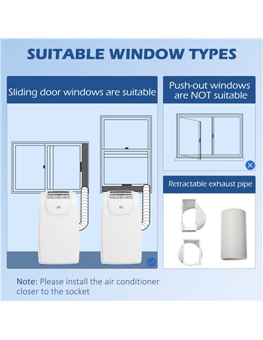 HOMCOM 12,000 BTU Mobile Air Conditioner for Room up to 28m², with Dehumidifier, Quiet Mode, 24H Timer, Wheels, Child Lock 823-0