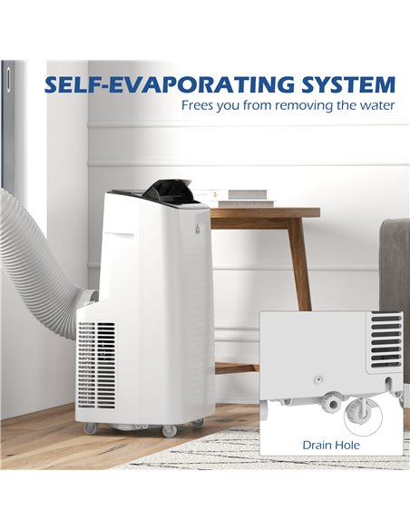 HOMCOM Portable Air Conditioner 14,000 BTU, Smart WiFi, Dehumidifier, Fan Functions, 24H Timer, for Rooms up to 35m 823-048V70WT - pic 62514 | FastDaddyshop