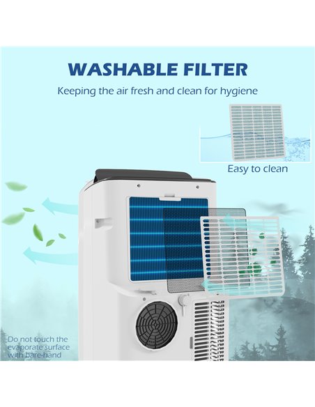 HOMCOM Portable Air Conditioner 14,000 BTU, Smart WiFi, Dehumidifier, Fan Functions, 24H Timer, for Rooms up to 35m 823-048V70WT - pic 62515 | FastDaddyshop