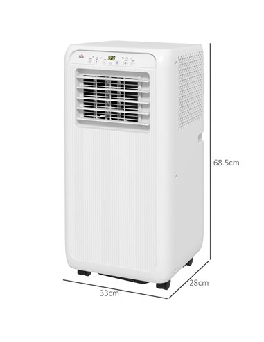 HOMCOM 9,000 BTU Mobile Air Conditioner for Room up to 20m², with Dehumidifier, 24H Timer, Wheels, Window Mount Kit 823-057V71WT