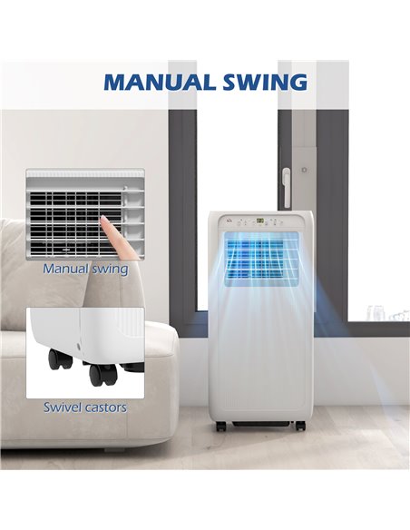 HOMCOM 9,000 BTU Mobile Air Conditioner for Room up to 20m², with Dehumidifier, 24H Timer, Wheels, Window Mount Kit 823-057V71WT - pic 62532 | FastDaddyshop