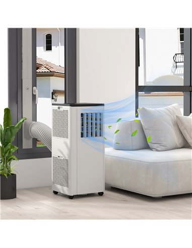 HOMCOM 9,000 BTU Mobile Air Conditioner, 20m², Smart Home WiFi, with Dehumidifier, Fan, 24H Timer, Window Kit, White 823-060V71W