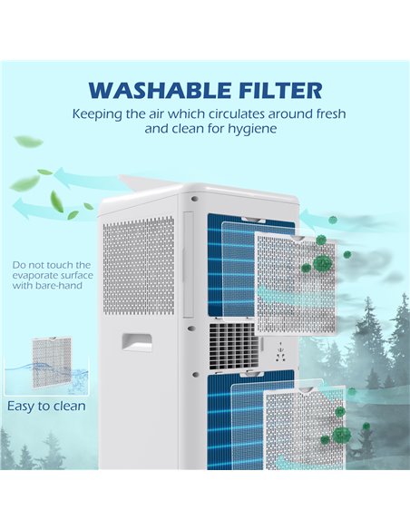 HOMCOM 12,000 BTU Mobile Air Conditioner for Room up to 28m², with Dehumidifier, Auto & Sleep Mode, 24H Timer, Wheels 823-056V70 - pic 62558 | FastDaddyshop