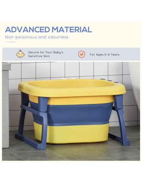 HOMCOM Baby Bath Tub for 0-6 Years Collapsible Non-Slip Portable with Stool Seat for Newborns Infants Toddlers Kids Crocodile Sh - pic 6256 | FastDaddyshop